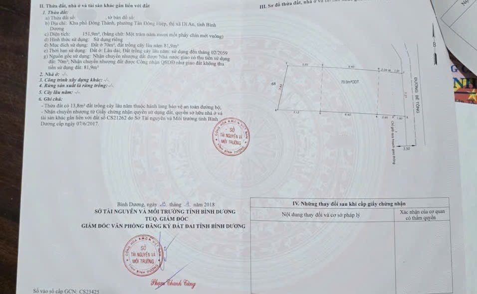 Đất Nền 151m² Tân Đông Hiệp, Dĩ An - Giá 1.9 Tỷ, Sổ Thổ Cư