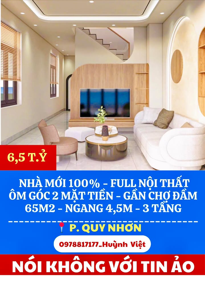 Nhà Mặt Tiền Kinh Doanh Đường Ỷ Lan, Quy Nhơn - 65m², 3 Tầng, 6.5 Tỷ