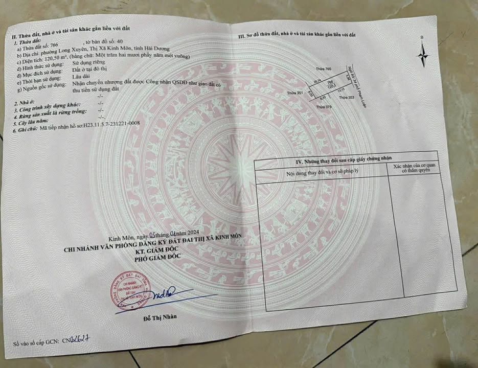 Đất nền 120.5m² Kinh Môn - Sổ hồng chính chủ, gần đường đi Hải Phòng