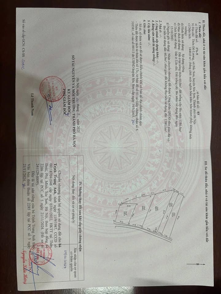 Bán Gấp Đất Sóc Sơn 1440m² - Sổ Đỏ Chính Chủ, Giá Đầu Tư 13.5 Triệu/m²