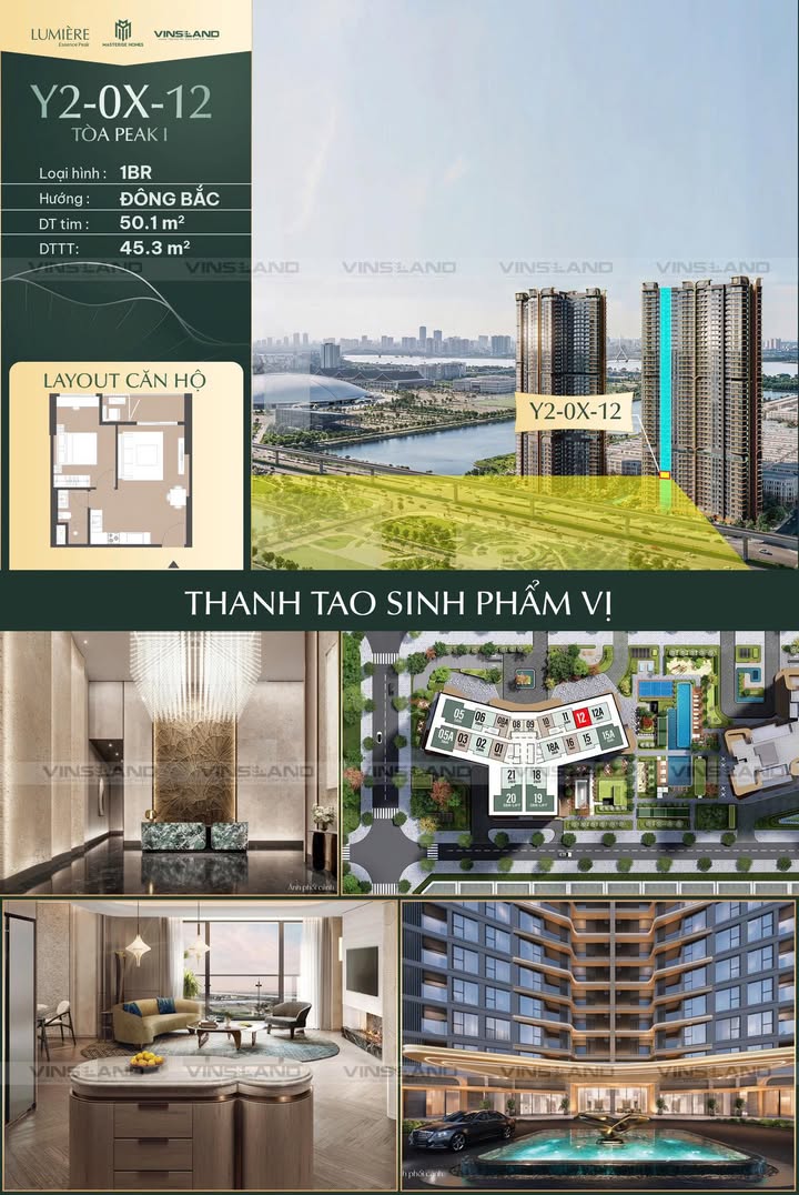 Căn hộ Lumière Essence Peak 45m² - View trọn công viên, sống tinh hoa!