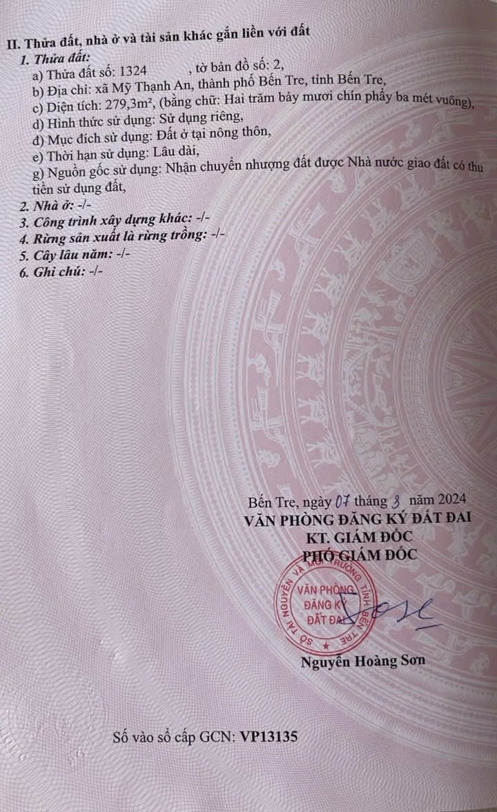 Bán Nền Biệt Thự Tái Định Cư Mỹ Thạnh An, Bến Tre - 279m² Giá 2.5 Tỷ