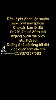 Đất nền Xuyên Mộc 210.7m² giá 1.25 tỷ - Tiềm năng tăng giá!