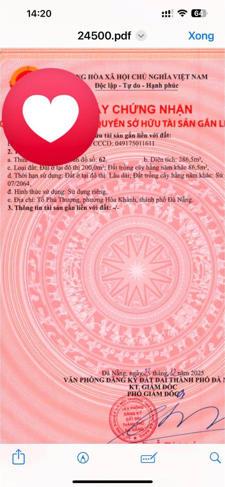 Đất Nền Phú Thượng Đà Nẵng 286m² - Sổ Đỏ Thổ Cư, Giá Tốt Trước Tết