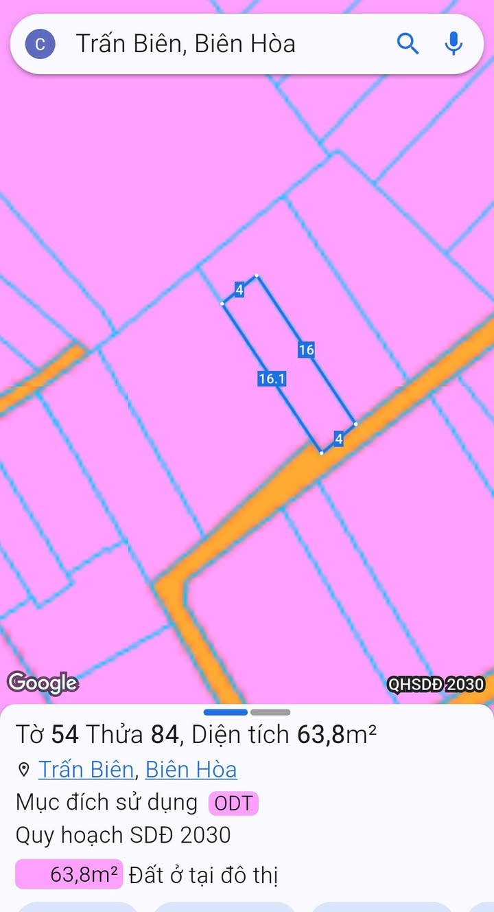 Đất Sổ Riêng Biên Hòa 64m² - Giá 1.4 Tỷ, Gần Chợ Hãng Dầu