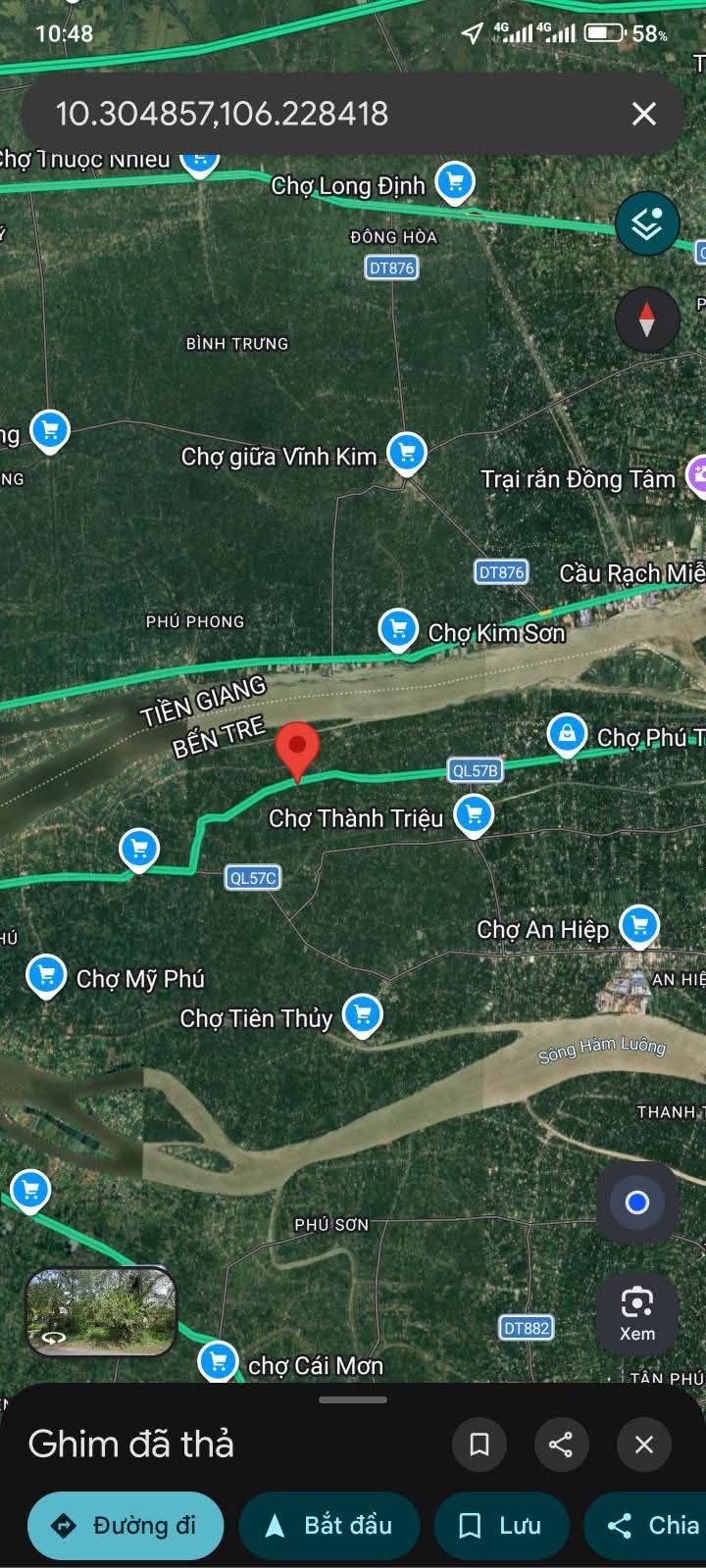 Đất Nền Mặt Tiền QL57B Bến Tre 722m² - Chia 4 Sổ, Giá 5 Tỷ