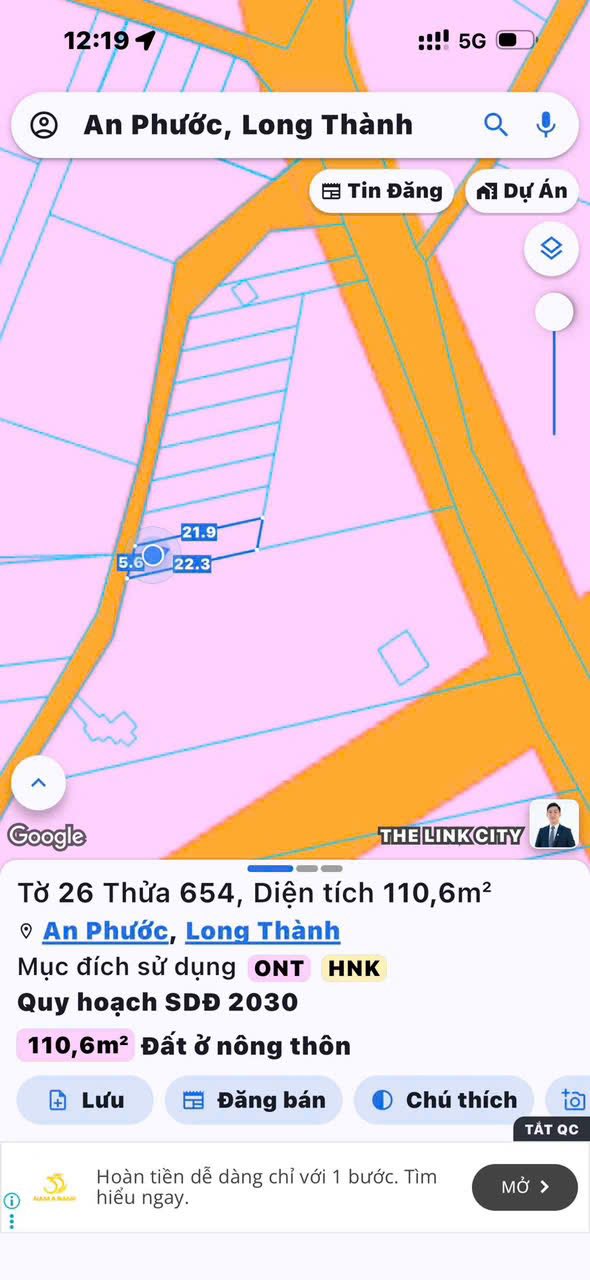 Đất thổ cư 121m² sổ đỏ Ấp 7, Long Thành - Giá 1.2 tỷ