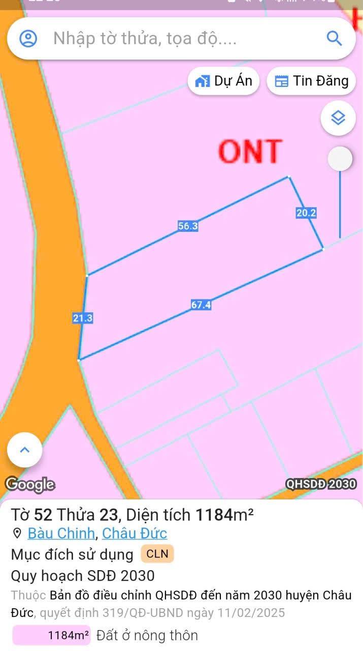 Bán đất Bàu Chinh Châu Đức 1200m² giá 2.5 tỷ - Sổ đỏ chính chủ