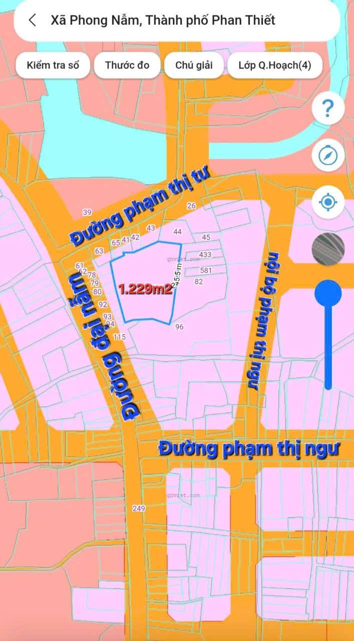 Đất Vườn 1229m² Sổ Đỏ Thổ Cư Mặt Tiền 45m - Ngay Phạm Thị Ngư, Phan Thiết