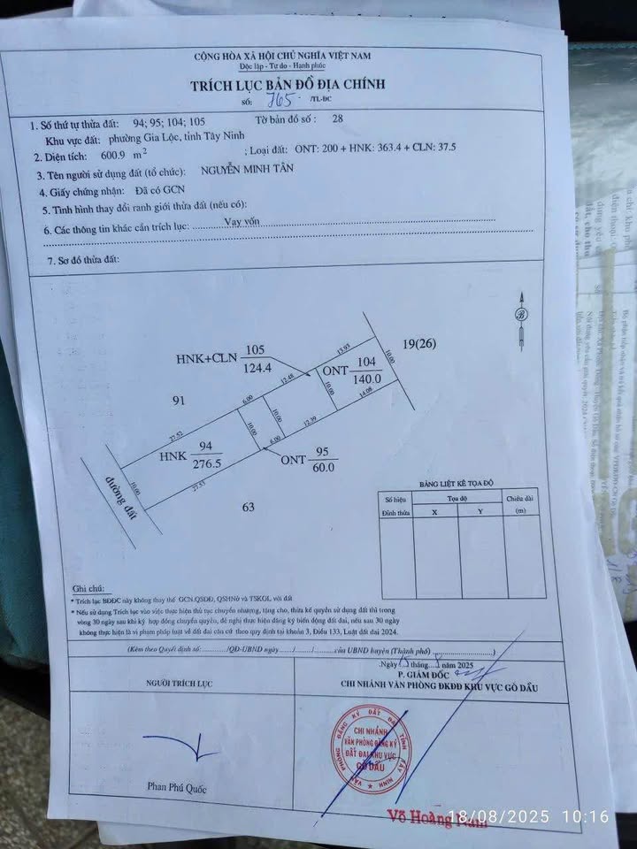 Đất Nền Gò Dầu Tây Ninh 1200m² - Sổ Đỏ Chính Chủ, Giá Đầu Tư 160 Triệu/Mẫu