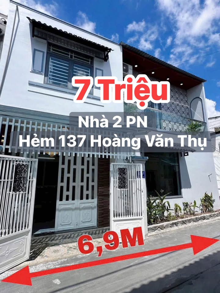 Cho thuê nhà lầu 2PN mặt tiền hẻm Hoàng Văn Thụ, Ninh Kiều - 7 Triệu