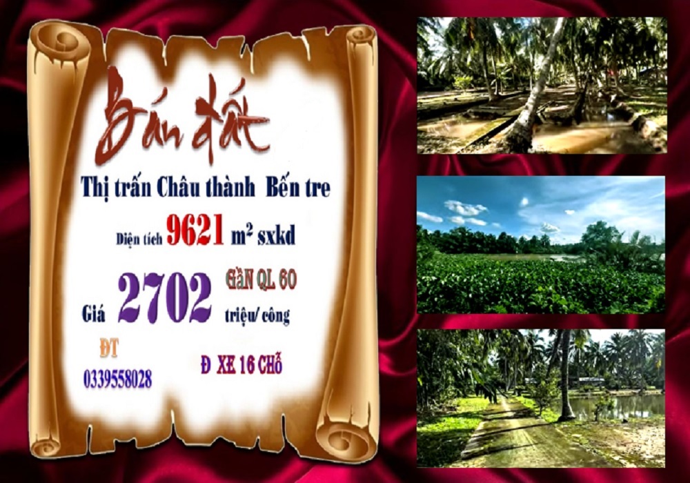 Đất Vườn 9621m² Bến Tre - View Sông Mát Lạnh, Kinh Doanh Sinh Lời