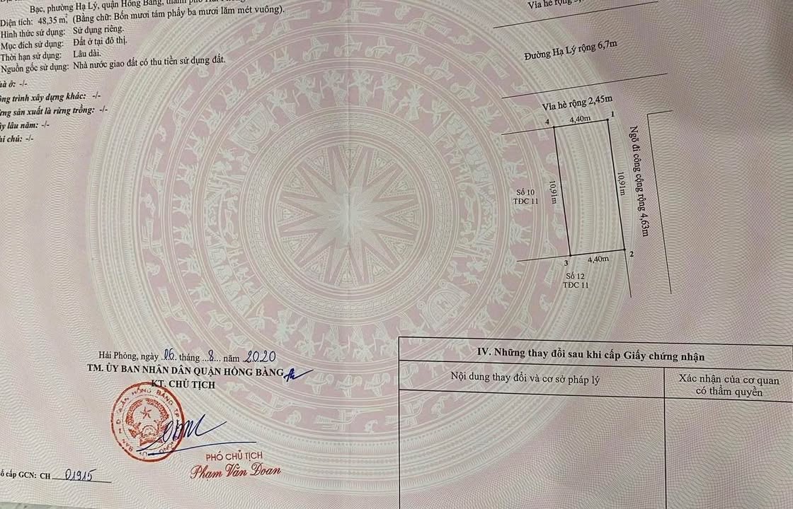 Đất nền Hồng Bàng Hải Phòng 48.35m² - Sổ đỏ chính chủ