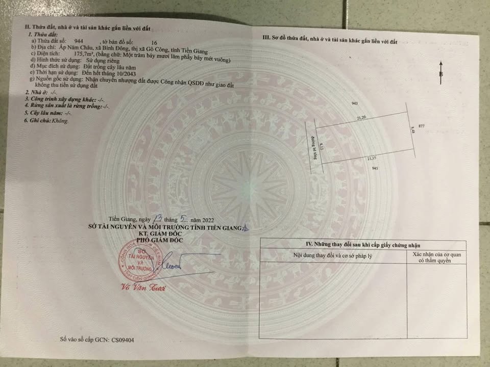 Đất Nền Gò Công Tiền Giang - 175m² Sổ Đỏ CLN, Giá 350 Triệu