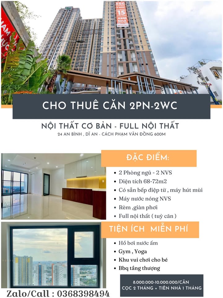 Căn hộ Phú Đông SkyGarden Dĩ An 2PN giá 8 triệu - Sẵn sàng vào ở!