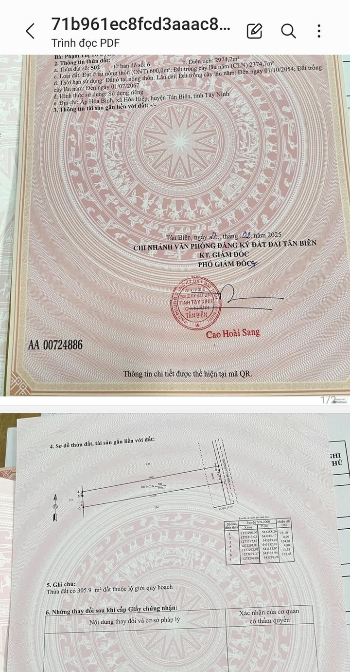 Đất nền Hòa Hiệp Tân Biên 2974m² – Tiềm năng tăng giá vượt trội!