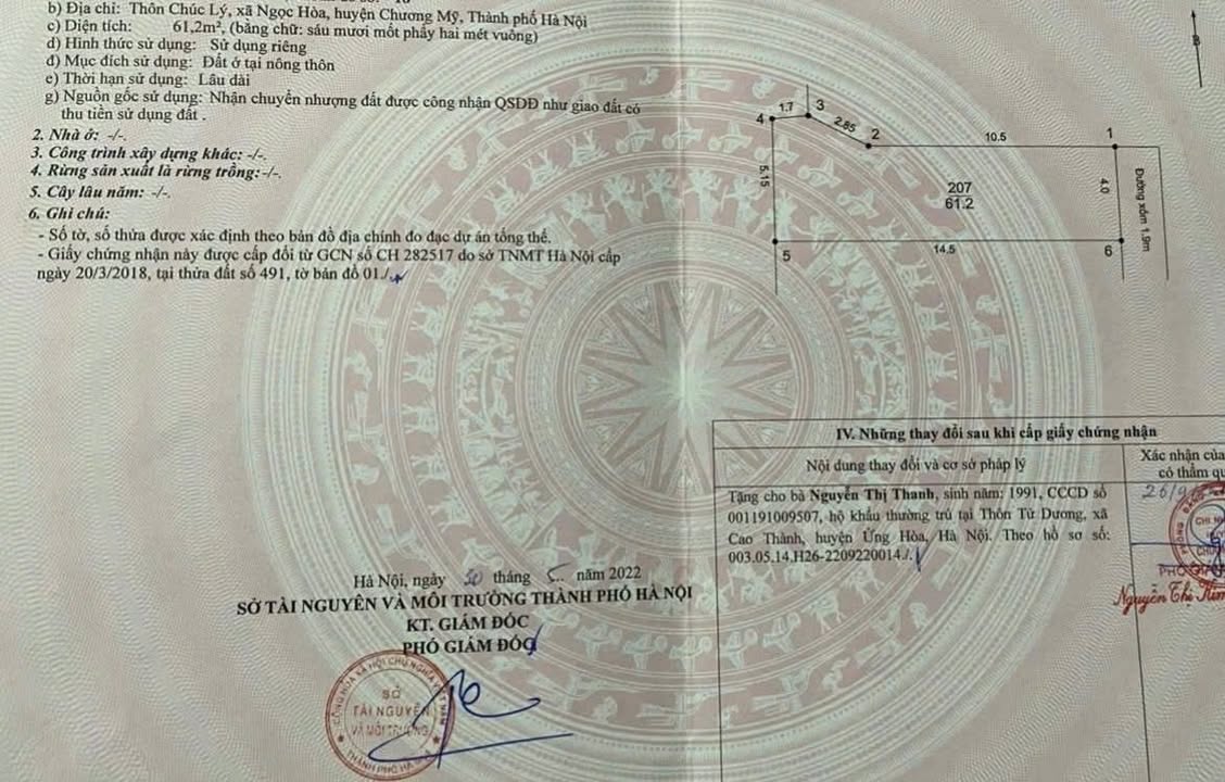 Đất Nền Chương Mỹ 61.2m² - Tiềm Năng Tăng Giá, Sổ Đỏ Chính Chủ!