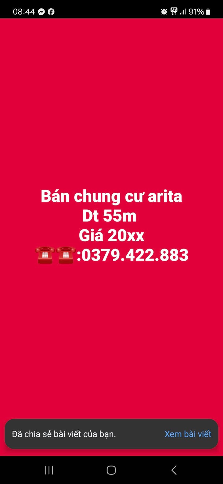 Căn hộ Arita Home Vinh 55m² 2PN giá 2 tỷ - Bàn giao ngay!