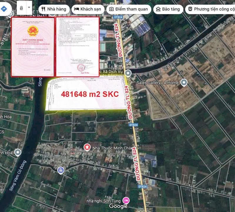 Đất nền Bến Lức 48ha, 2 mặt sông, DT824 - Vị trí vàng phát triển KCN