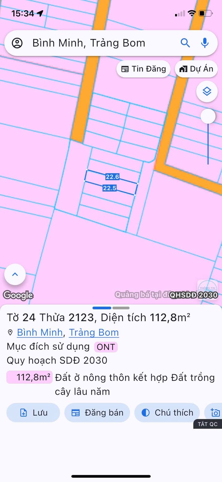 Đất Sổ Riêng Trảng Bom 112m² - Mặt Tiền 5m Đường Bình Minh