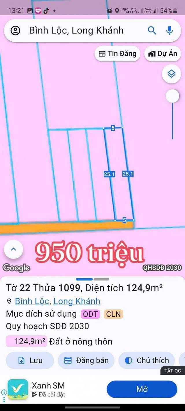 Bán Đất Nền Xã Bình Lộc, Long Khánh 125m² - Sổ Riêng, Giá 950 Triệu