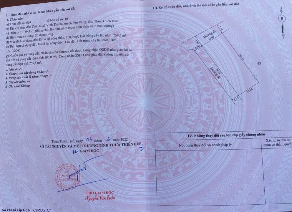 Đất nền Vinh Thanh, Huế 360m² giá 1.87 tỷ - Pháp lý rõ ràng!