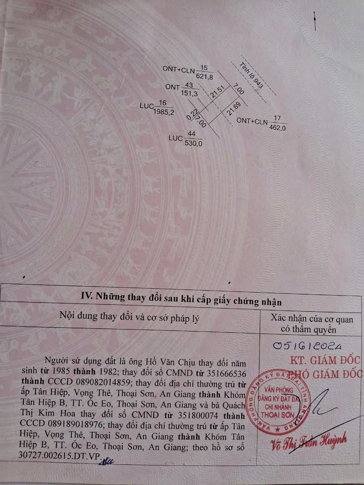 Đất nền Tỉnh Lộ 943 Vọng Thê 657m² giá 1.085 tỷ - Sổ đỏ chính chủ