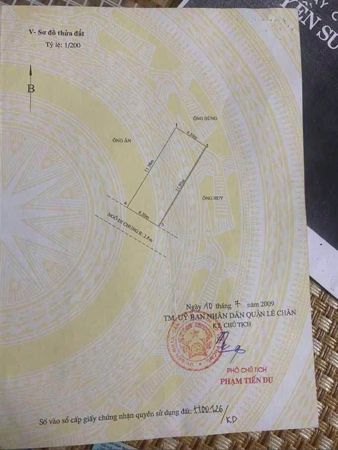 Bán đất tặng nhà 2 tầng 54m² Hoàng Ngọc Phách, Lê Chân, Hải Phòng - Giá 3.45 tỷ