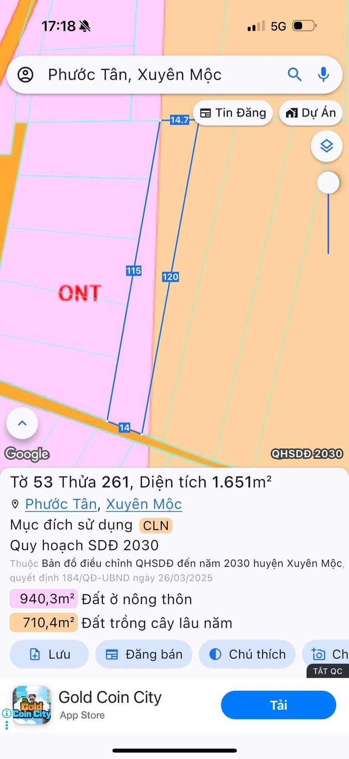 Đất nền Phước Tân Xuyên Mộc 1600m² - Tiềm năng tăng giá vượt trội!