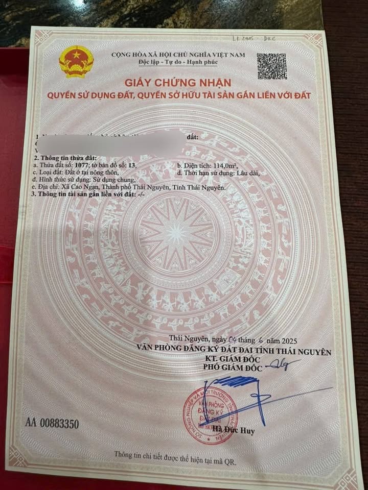 Đất Nền Khu Danko Thái Nguyên 114m² Sổ Đỏ Full Thổ Cư - Giá 3.1 Tỷ