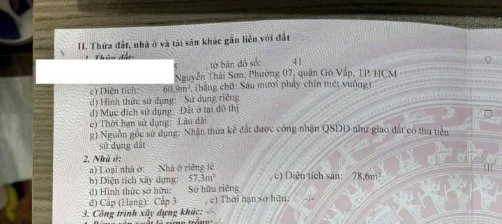 Bán nhà Nguyễn Thái Sơn Gò Vấp 61m² giá 4.25 tỷ - Vị trí đẹp sẵn sàng ở ngay!