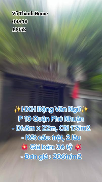 Bán Nhà Đặng Văn Ngữ Phú Nhuận 175m² 36 Tỷ Ô Tô Vào Tận Nhà!