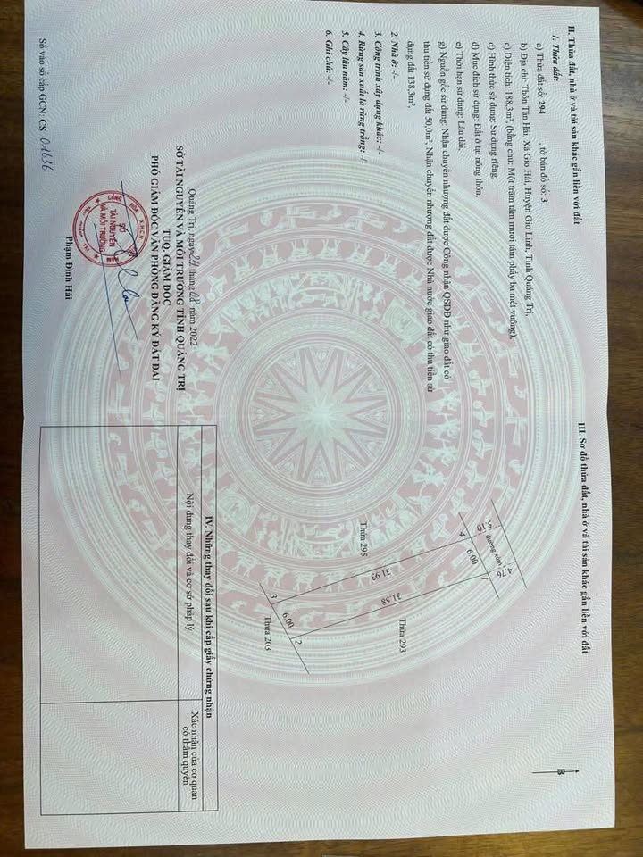 Đất nền Gio Hải, Quảng Trị 188.3m² – Đất thổ cư 100%