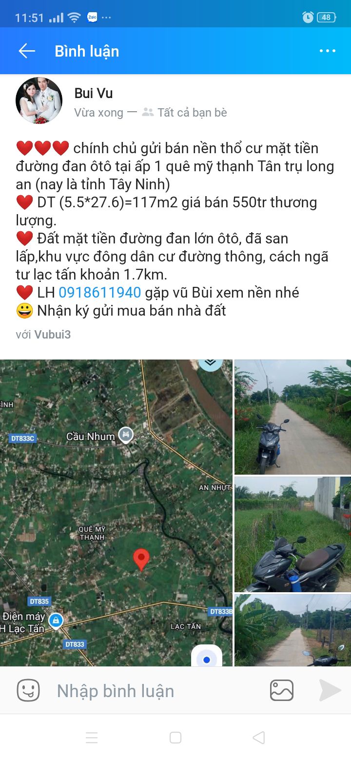 Đất nền Long An 117m² – Sổ đỏ chính chủ, đường ô tô lớn!