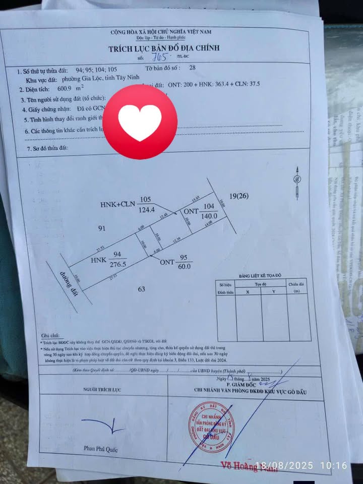 Đất Vàng Xã Gia Tân, Trảng Bàng 600m² - Sát KCN Phước Đông, Tiềm Năng Sinh Lời Đỉnh Cao