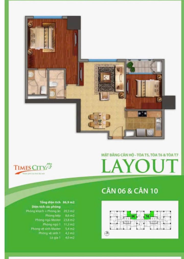 Căn hộ 87m² Times City - 2PN Sáng, Tầng Trung, View Thoáng, Giá 10.9 Tỷ