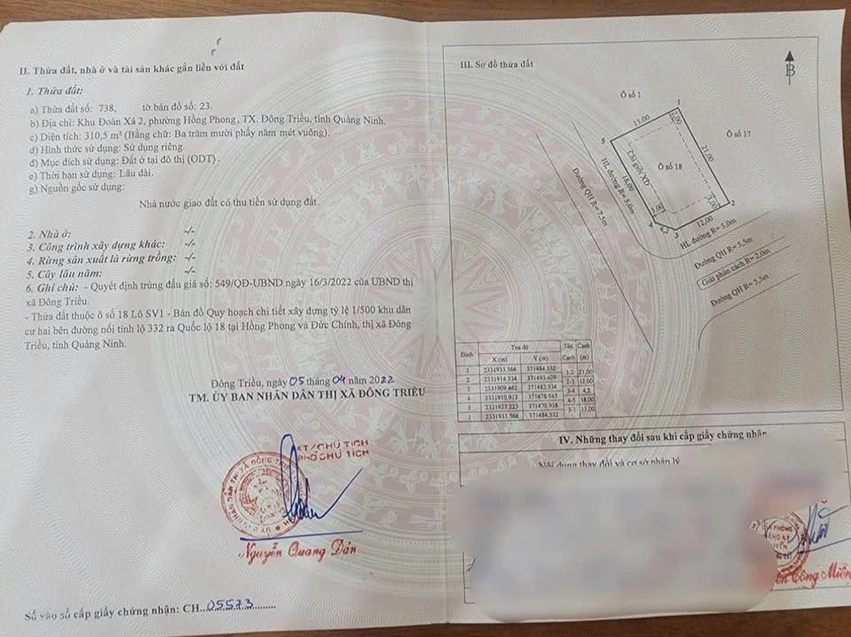 Lô Biệt Thự Đất Nền Đông Triều 310m² hơn 3 tỷ - Tiềm năng tăng giá!