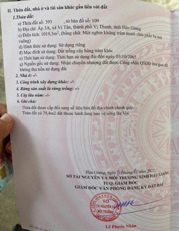 Đất Nền Vị Thanh 1008m² Giá 550 Triệu - Tiềm Năng Tăng Giá!