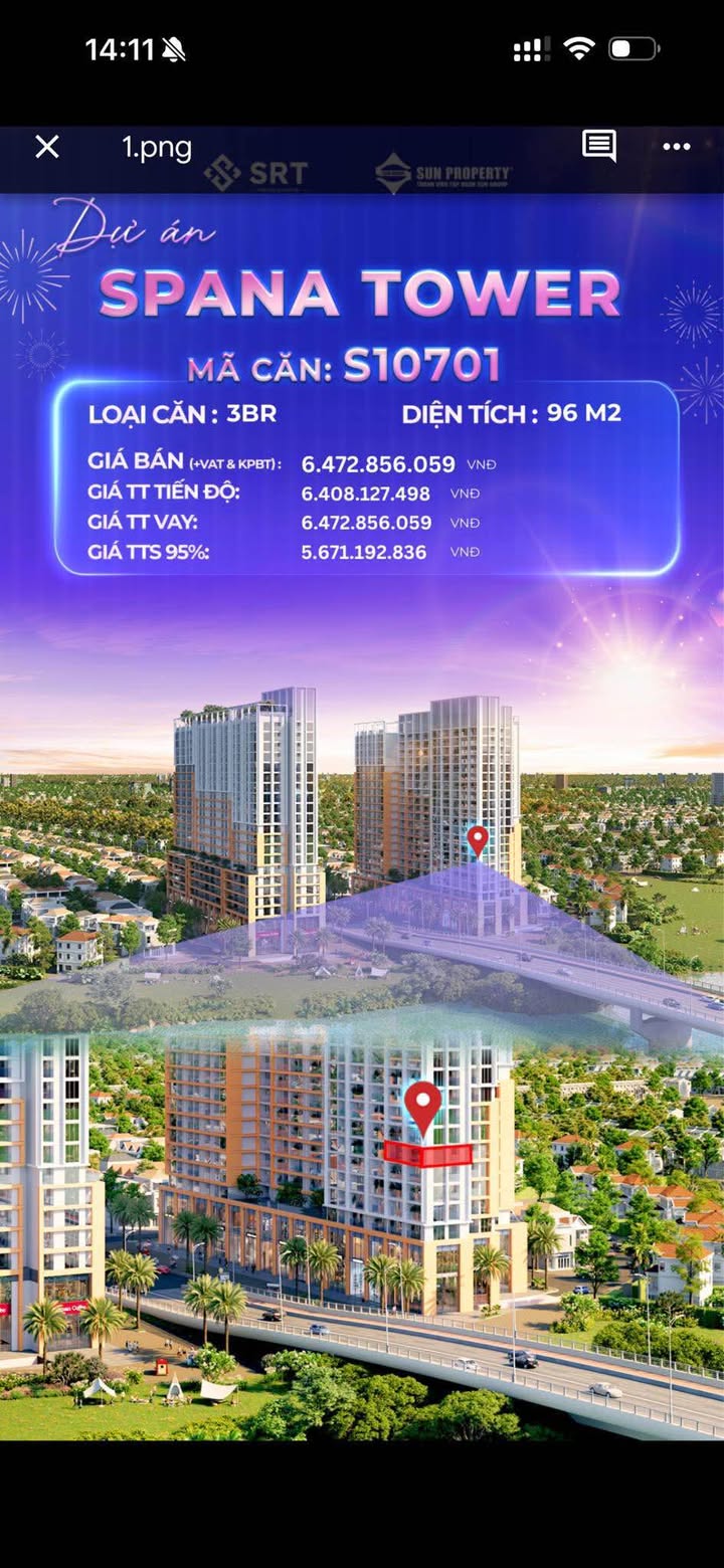 Căn hộ Spana Tower Thủ Đức 96m² giá 5.671 tỷ - View đẹp!