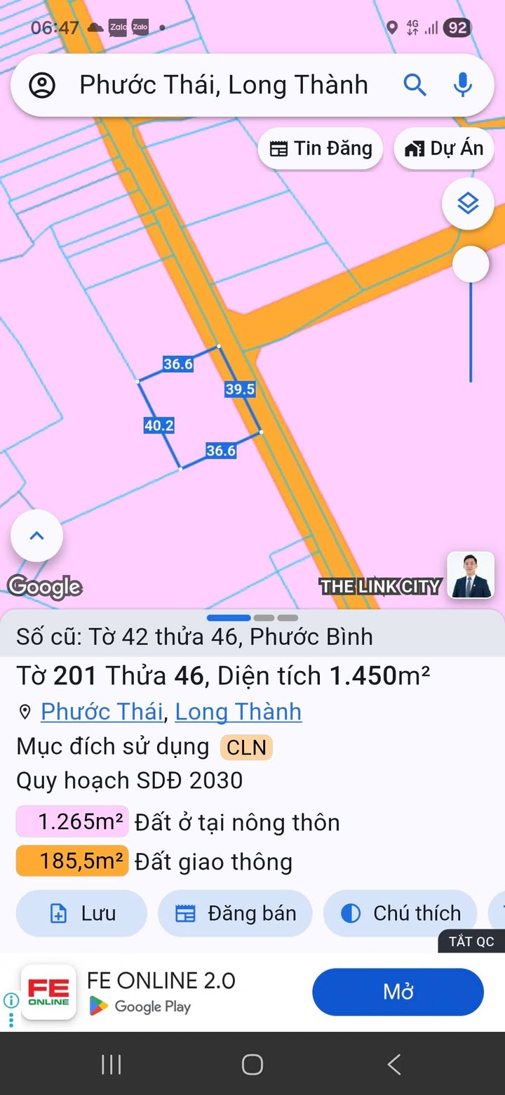 Đất Nền Long Thành 1450m² Mặt Tiền Đường Nhựa Lớn - Giá Tốt Đầu Tư