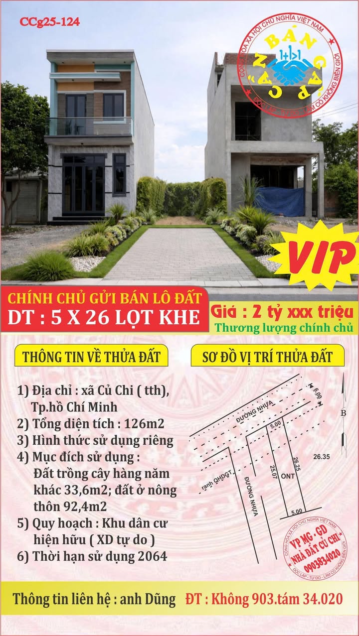 Đất Củ Chi 130m² Full Thổ Cư - Mặt Tiền Đường 12m - Giá Tốt