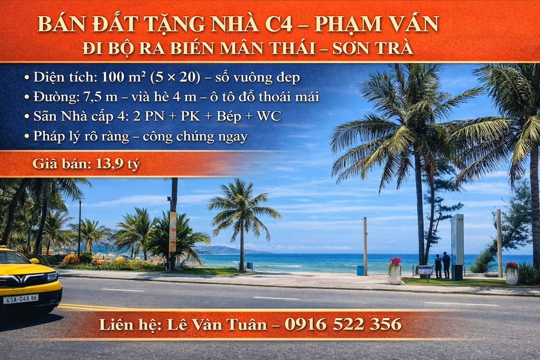 Đất Nền Sơn Trà 100m² - Sổ Đỏ Chính Chủ, Đi Bộ Ra Biển!