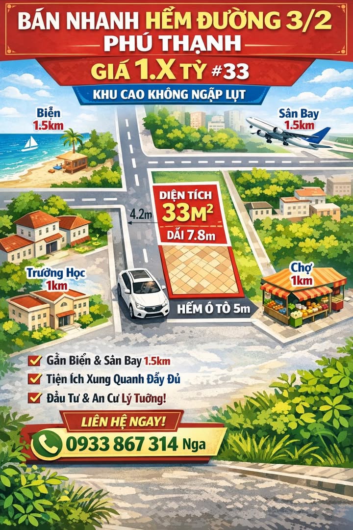 Đất Hẻm 3/2 Liên Chiểu 33m² - Giá 1.x Tỷ, Sẵn Sàng An Cư