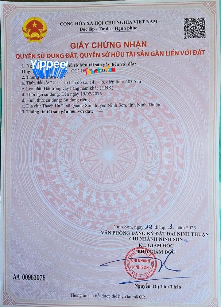 Đất nền Quảng Sơn, Ninh Sơn 683.5m² - Sổ hồng chính chủ