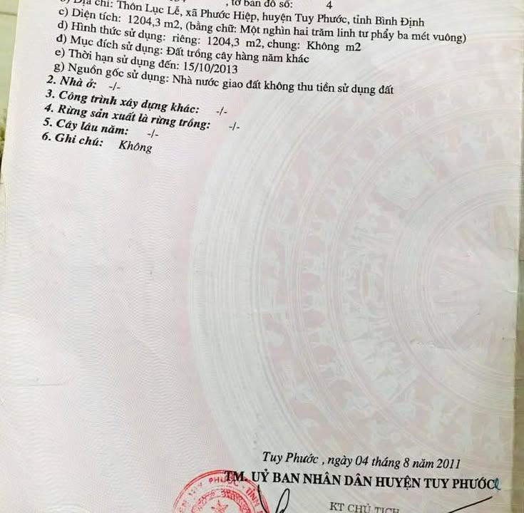 Bán Đất Tuy Phước 1200m² Chỉ 400 Triệu - Sổ Hồng Chính Chủ!