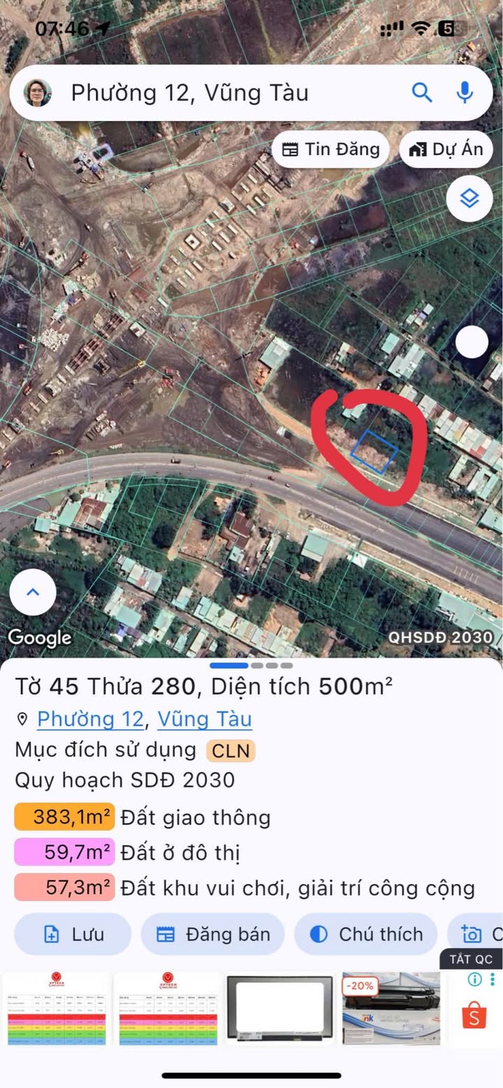 Đất nền Vũng Tàu 500m² giá 1.9 tỷ - Tiềm năng tăng giá vượt trội!