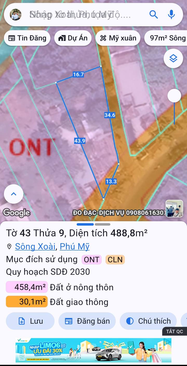 Đất nền Sông Xoài Phú Mỹ 120m² thổ cư - Lô góc 2 mặt tiền tiềm năng!