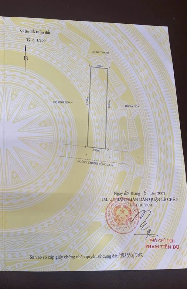 Đất nền Ngõ 188 Chợ Hàng, Lê Chân 70m² - Sổ đỏ chính chủ!
