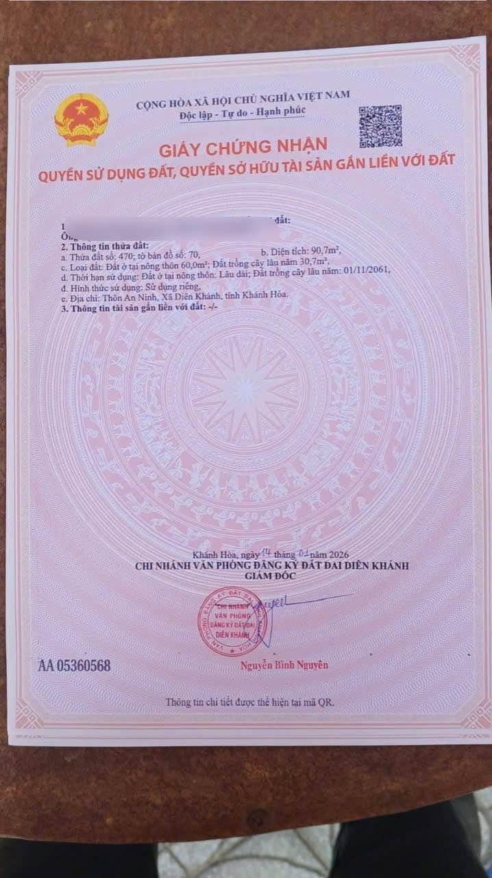 Đất Diên An 60m² Thổ Cư - Giá Tốt 670 Triệu Trước Tết