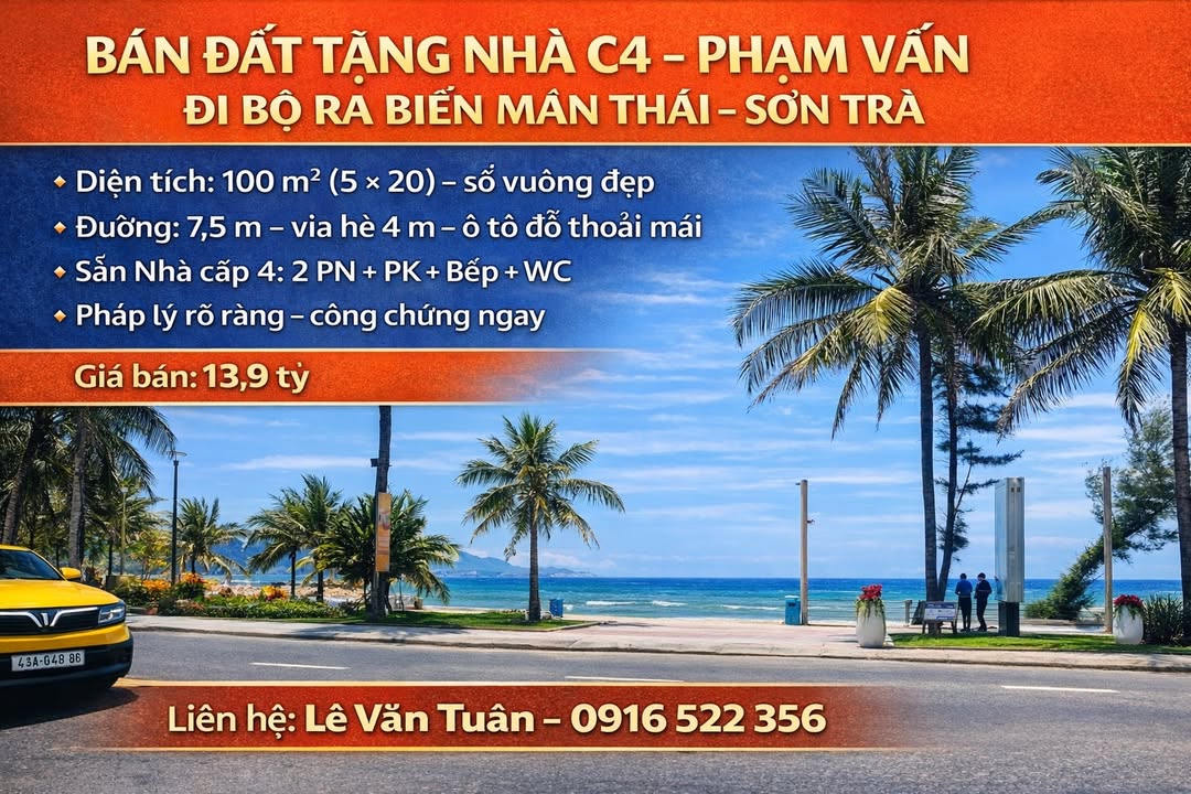 Đất Vàng Sơn Trà 100m² - 50m Ra Biển Mỹ Khê - Sổ Đỏ Vuông Vắn